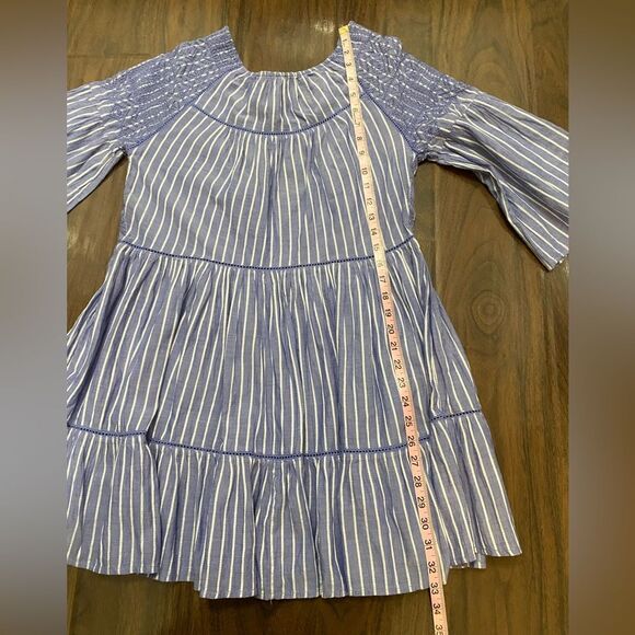 Free People Lola Embroidered Mini Blue Striped Tiered Dress - Picture 6 of 9